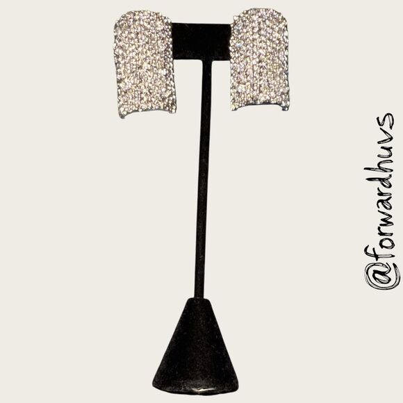 Vintage Brutalist Clip-Ons – Embedded Rhinestones & Sculptural Texture - Picture 10 of 12